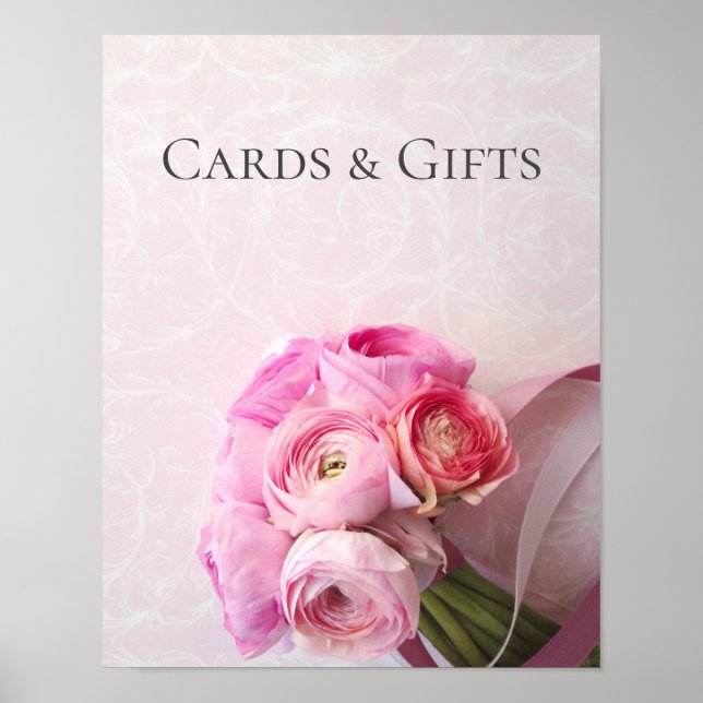 Pink ranunculus bouquet sign (Front)