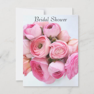 PInk ranunculus bunch bridal shower Invitation