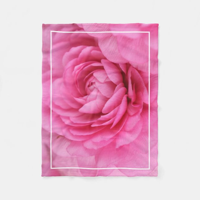 Pink Ranunculus Fleece Blanket (Front)
