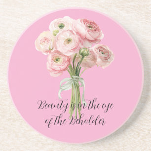 Pink Ranunculus Flowers   Coaster