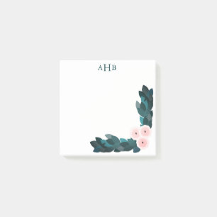 Pink Ranunculus Flowers & Leaves Initial Letters Post-it Notes