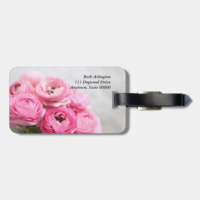 Pink ranunculus flowers luggage tag (Back Horizontal)