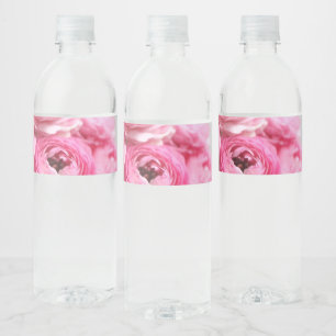 Pink ranunculus flowers water bottle label