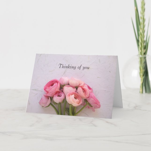Pink ranunculus on textured background card (Front)