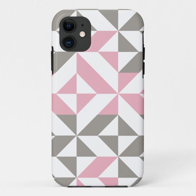 Pink Raspberry and Silver Geometric ZigZag Case-Mate iPhone Case (Back)
