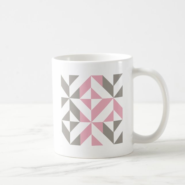 Pink Raspberry and Silver Geometric ZigZag Coffee Mug (Right)