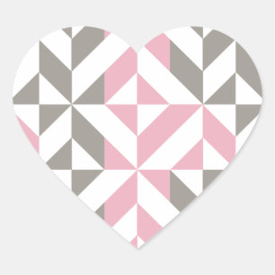 Pink Raspberry and Silver Geometric ZigZag Heart Sticker