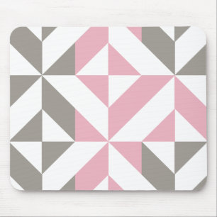 Pink Raspberry and Silver Geometric ZigZag Mouse Mat