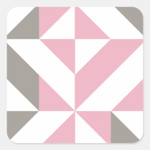 Pink Raspberry and Silver Geometric ZigZag Square Sticker
