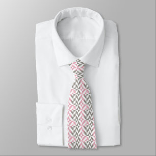 Pink Raspberry and Silver Geometric ZigZag Tie