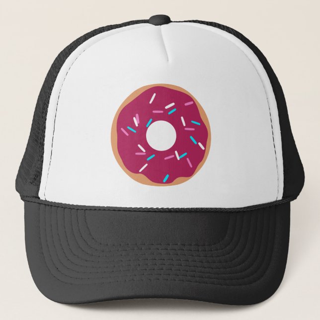 Pink Raspberry glazed doughnut Trucker Hat (Front)