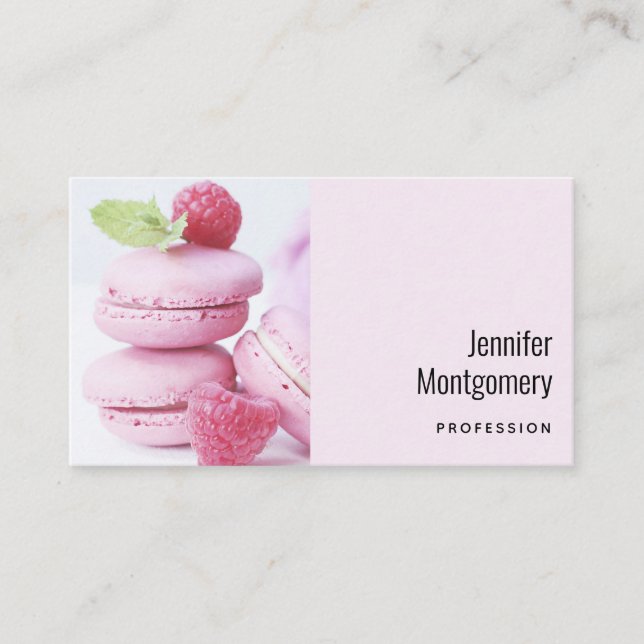 Pink Raspberry Macarons French Pastry Business Card (Front)