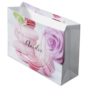 Pink Raspberry Macarons French Pastry Photo Large Gift Bag