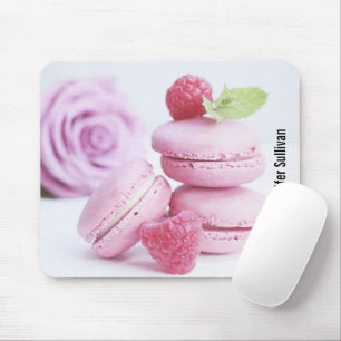 Pink Raspberry Macarons French Pastry Photo Mouse Mat