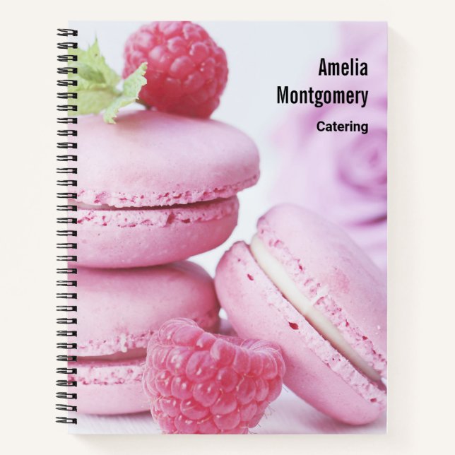  Pink Raspberry Macarons French Pastry Photo Notebook (Front)