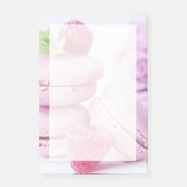Pink Raspberry Macarons French Pastry Photo Post-it Notes (Front)