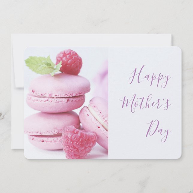 Pink Raspberry Macarons Mother's Day Holiday Card (Front)