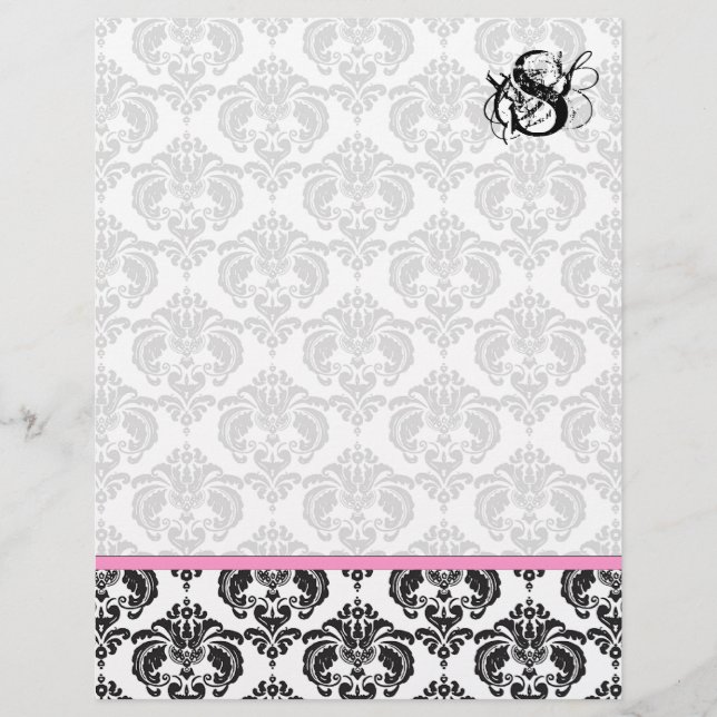 Pink Raspberry Monogram Damask (Front)
