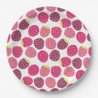 Pink Raspberry Pattern for Summer Party Fun Paper Plate