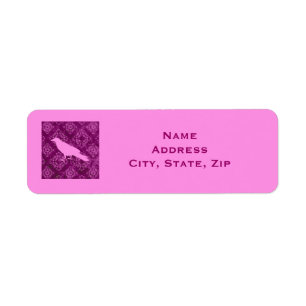 Pink raven on pink and purple damask personalised