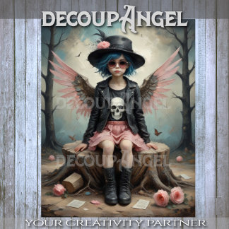 Pink Rebel Angel Decoupage Tissue Paper