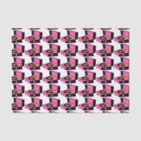 Pink Record Player Houndstooth Tissue Paper