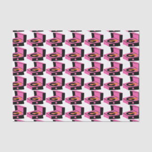Pink Record Player Houndstooth Tissue Paper