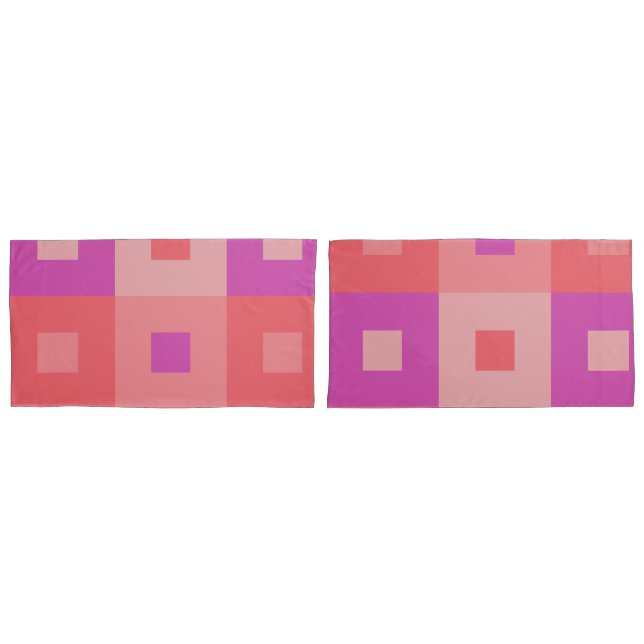 Pink Rectangles Pillowcase (Front-Set)