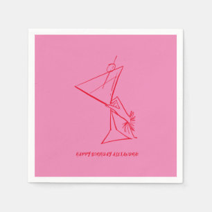 Pink Red 50th Birthday Napkin