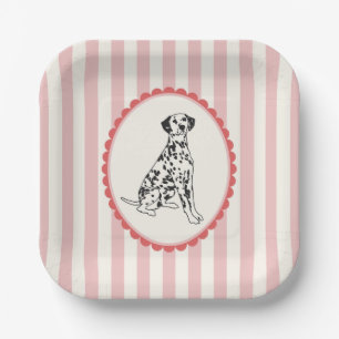 Pink, Red and Black Dalmatian and Stripes Paper Plate