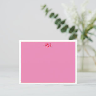 Pink, Red and Crisp White Minimal Note Card