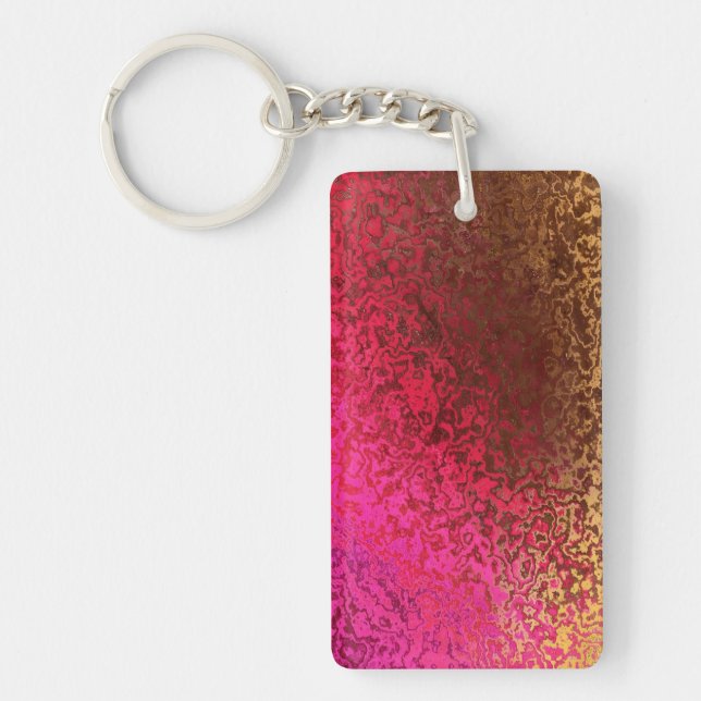 Pink Red And Gold Pattern Key Ring (Front)
