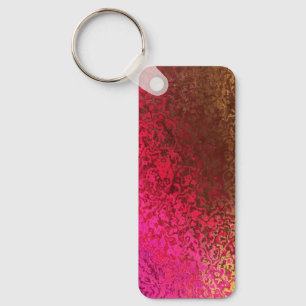 Pink Red And Gold Pattern Key Ring