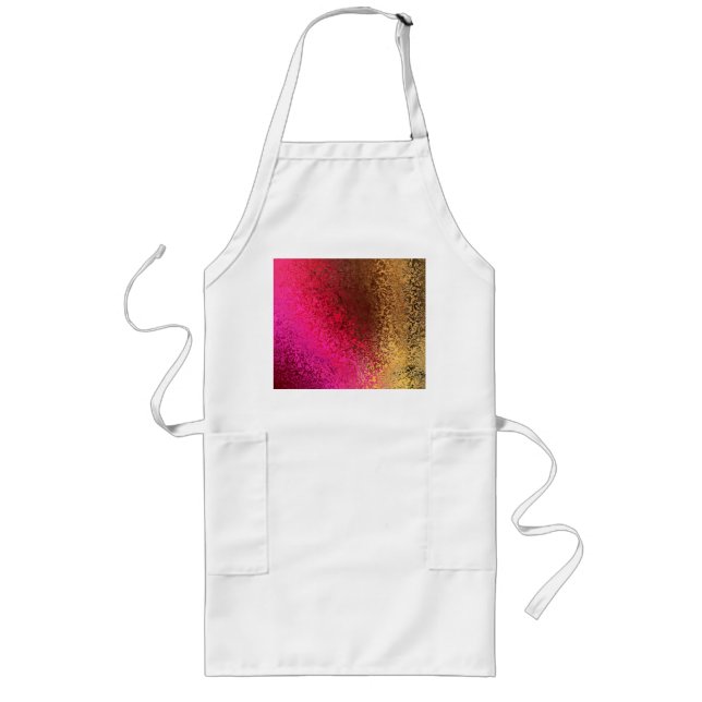 Pink Red And Gold Pattern Long Apron (Front)