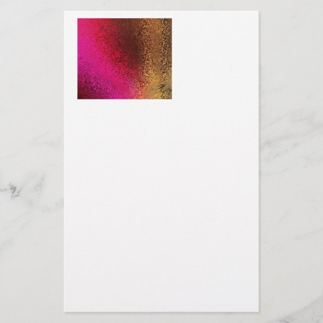 Pink Red And gold Pattern Stationery (Front)