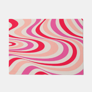 Pink, red and grey abstract retro swirl design doormat