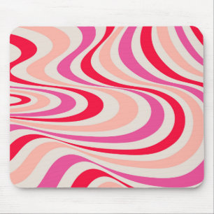 Pink, red and grey abstract retro swirl design mouse mat