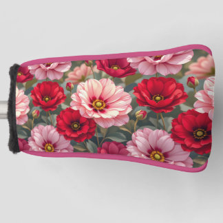 Pink, red and mauve flowers golf head cover