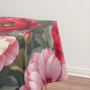 Pink, red and mauve flowers tablecloth