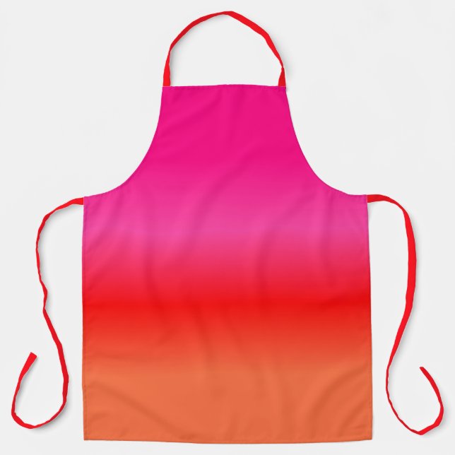 Pink,  Red and Orange Gradient  Apron (Front)