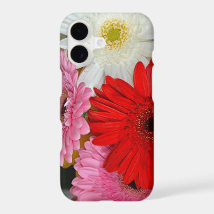 Pink, red and white gerber flowers iphone case