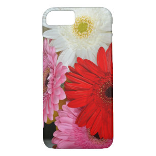 Pink, red and white gerber flowers iphone case