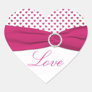 Pink, Red, and White Hearts - Heart Shaped Sticker