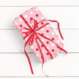 Pink Red and White Polka Dot Wrapping Paper