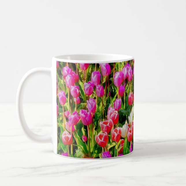 Pink Red and White Tulips from Mt Vernon Coffee Mug (Left)