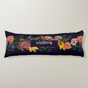 Pink red and yellow aster flower chalkboard body cushion