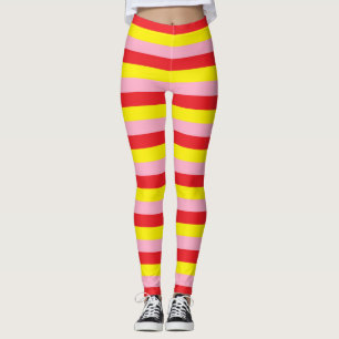 Pink, Red and Yellow Stripes Leggings