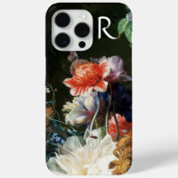 PINK RED ANEMONES WHITE FLOWERS,BUTTERFLY MONOGRAM