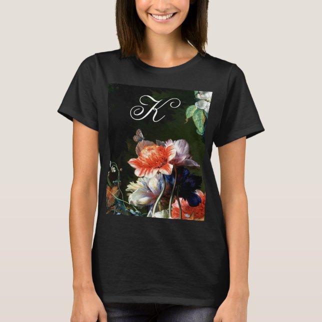 PINK RED ANEMONES WHITE FLOWERS,BUTTERFLY MONOGRAM T-Shirt (Front)