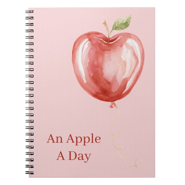 Pink Red Apple Balloon Notebook (Front)
